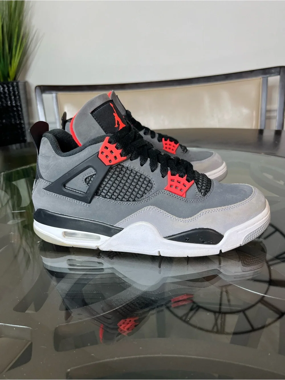 Nike Air Jordan 4 Retro Infrared Dark Grey Black White Mens Sz 8.5